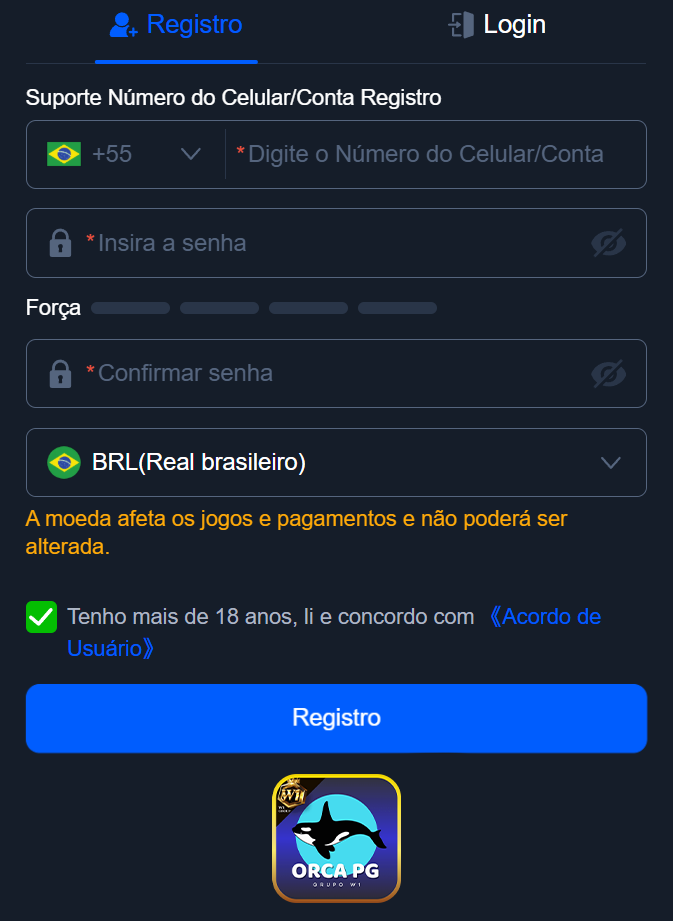Cadastro rápido e seguro na orcapg.com